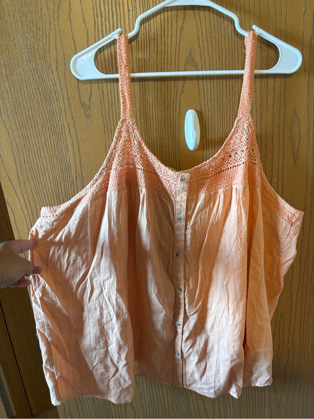 torrid Peach Crochet-Trim Button Front tank top women’s plus
